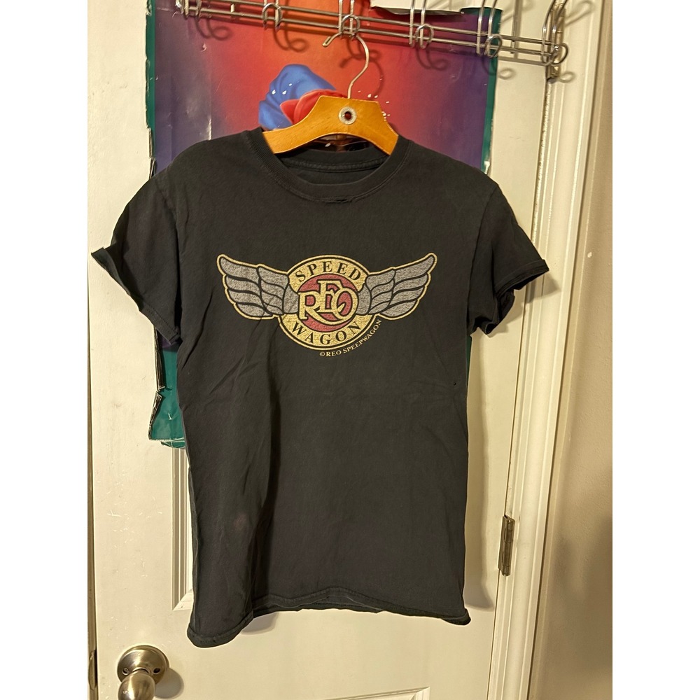 REO Speedwagon Mens Graphic T-Shirt Black Winged Logo Classic Rock Band Tee